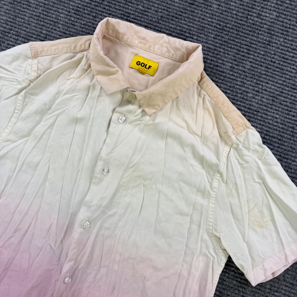 Golf Wang Ombre Raspberry Floral Button Up Shirt Mens Medium Pink Cream Casual